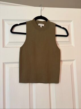 Club Monaco Olive Green Mock Neck Ribbed Tank